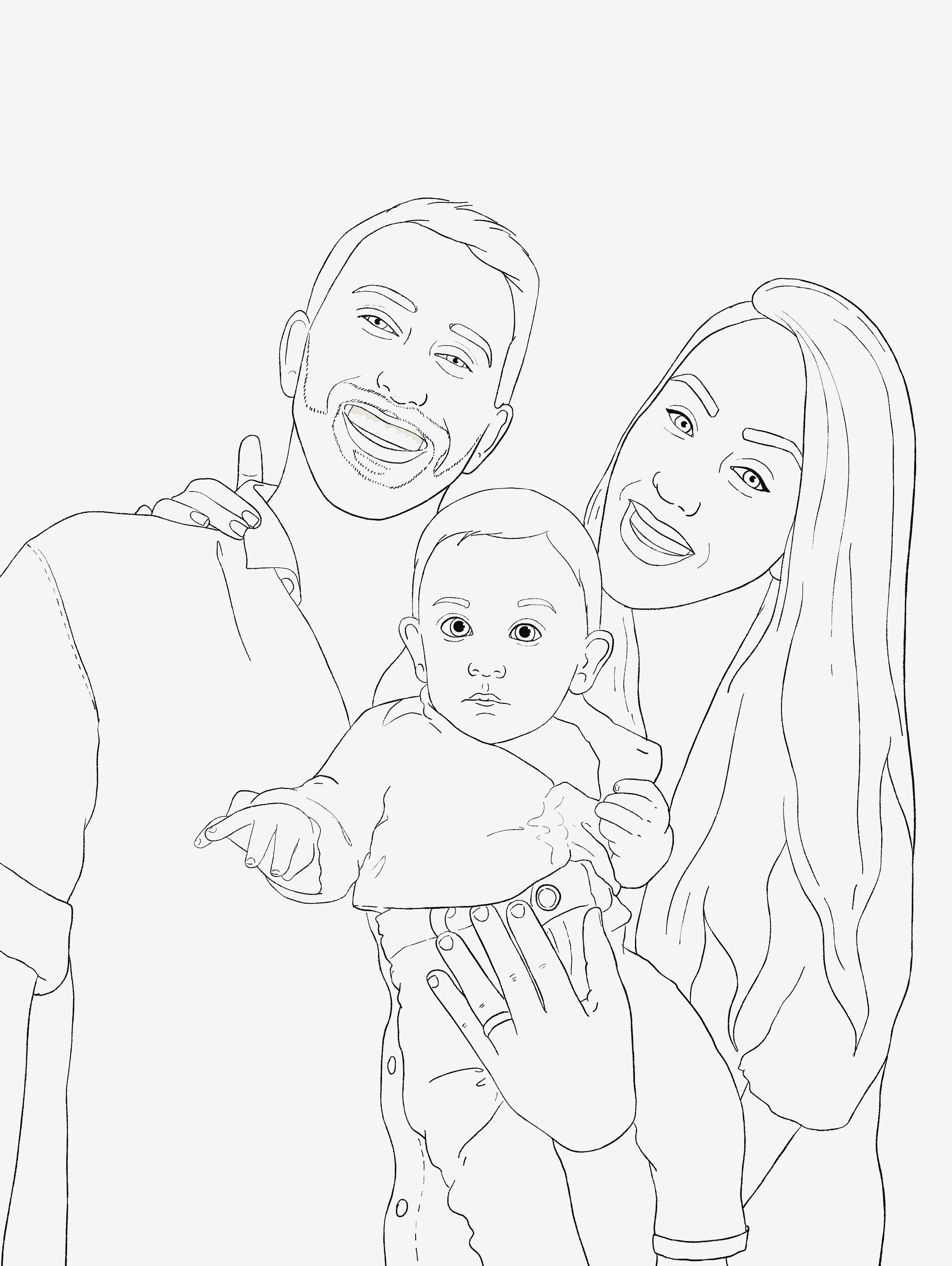 איור דיגיטלי ממוסגר בעבודת יד וויט ספייס