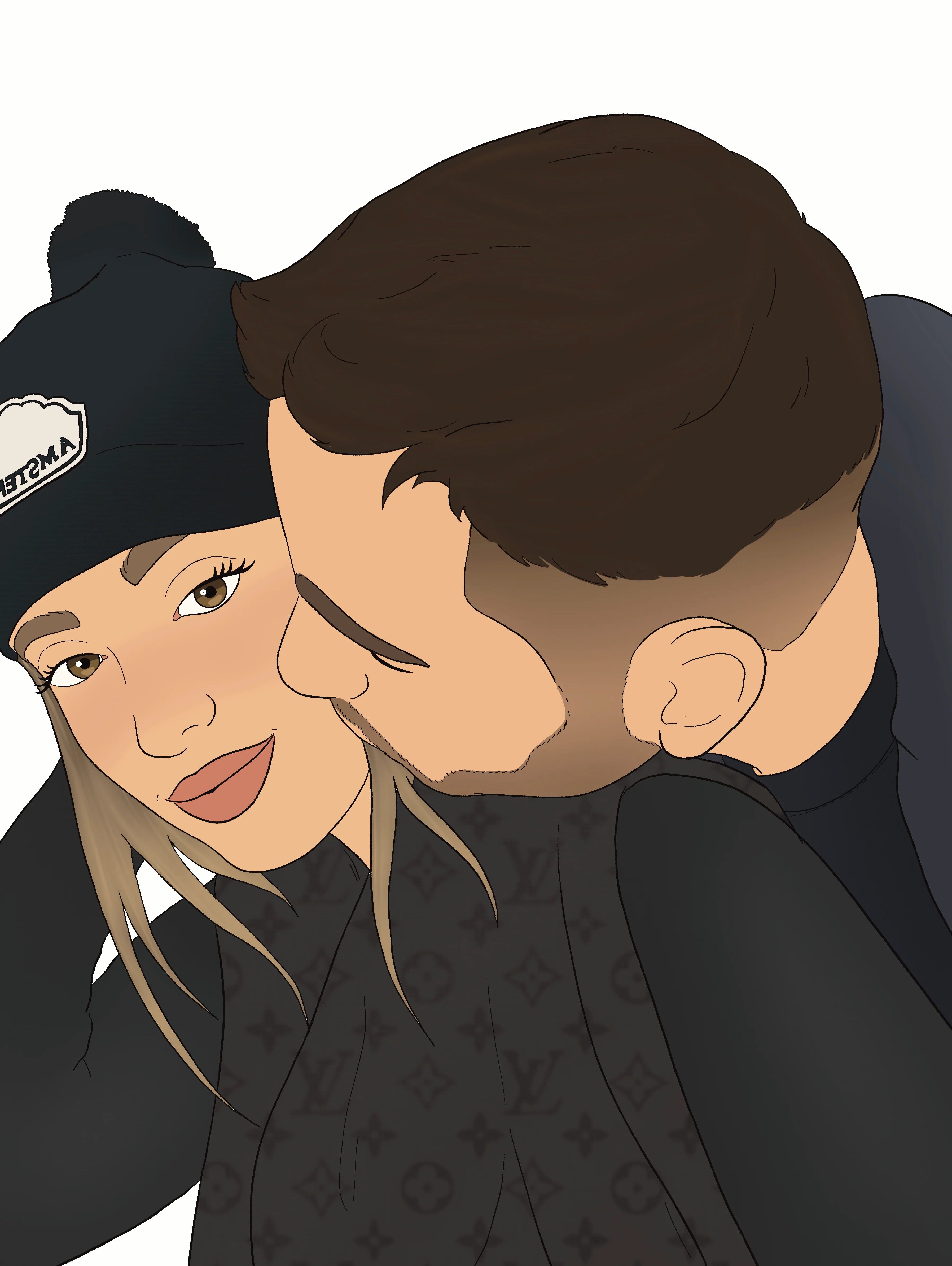 איור דיגיטלי ממוסגר בעבודת יד וויט ספייס