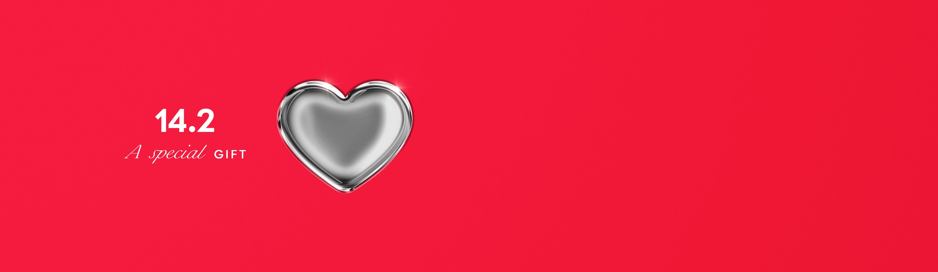 לב בצבע כסוף עם כיתוב ״מתנה מיוחדת״ עם תאריך של יום אהבה 14.2.2023 לדף קולקציה של מתנות מקוריות ומרגשות ליום אהבה