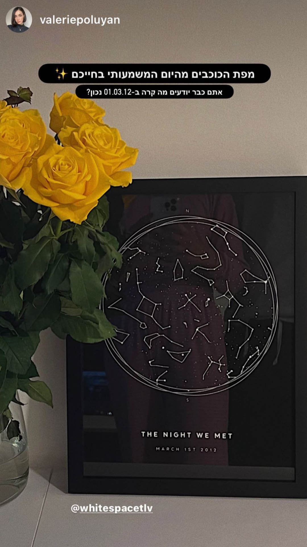 מתנה מקורית מפת כוכבים ממוסגרת מבית וויט ספייס