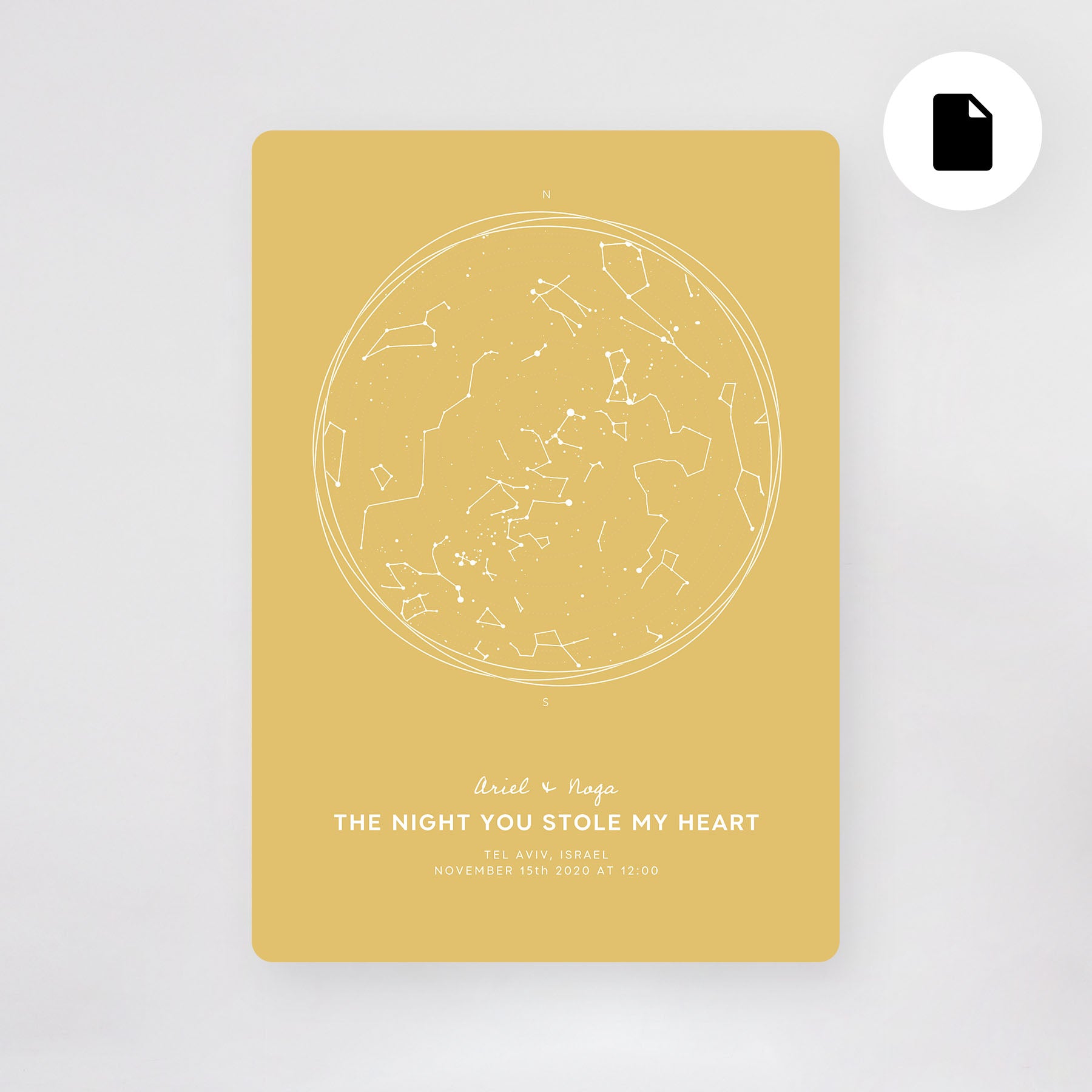 מפת כוכבים קובץ דיגיטלי דגמי ״קווי״