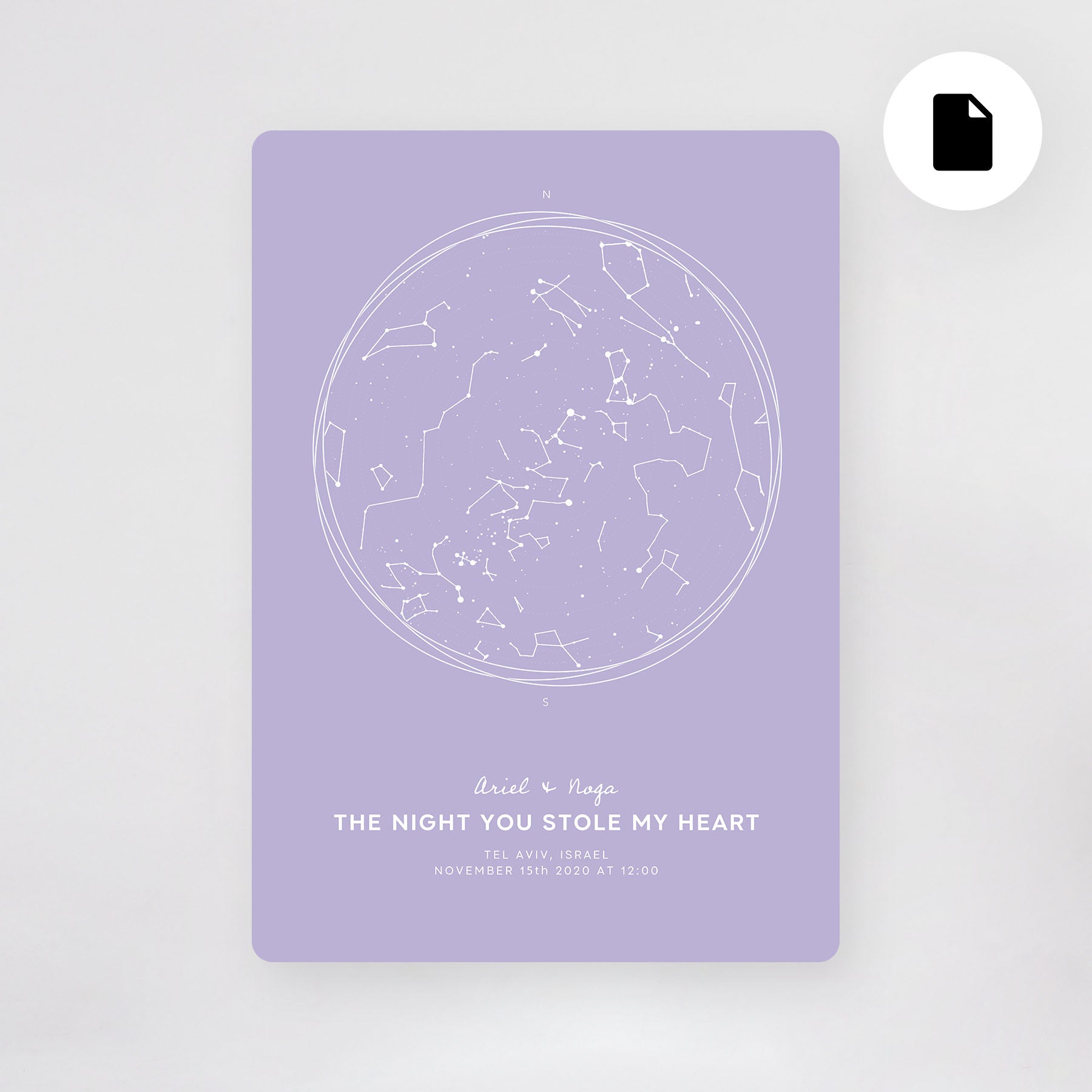 מפת כוכבים קובץ דיגיטלי דגמי ״קווי״