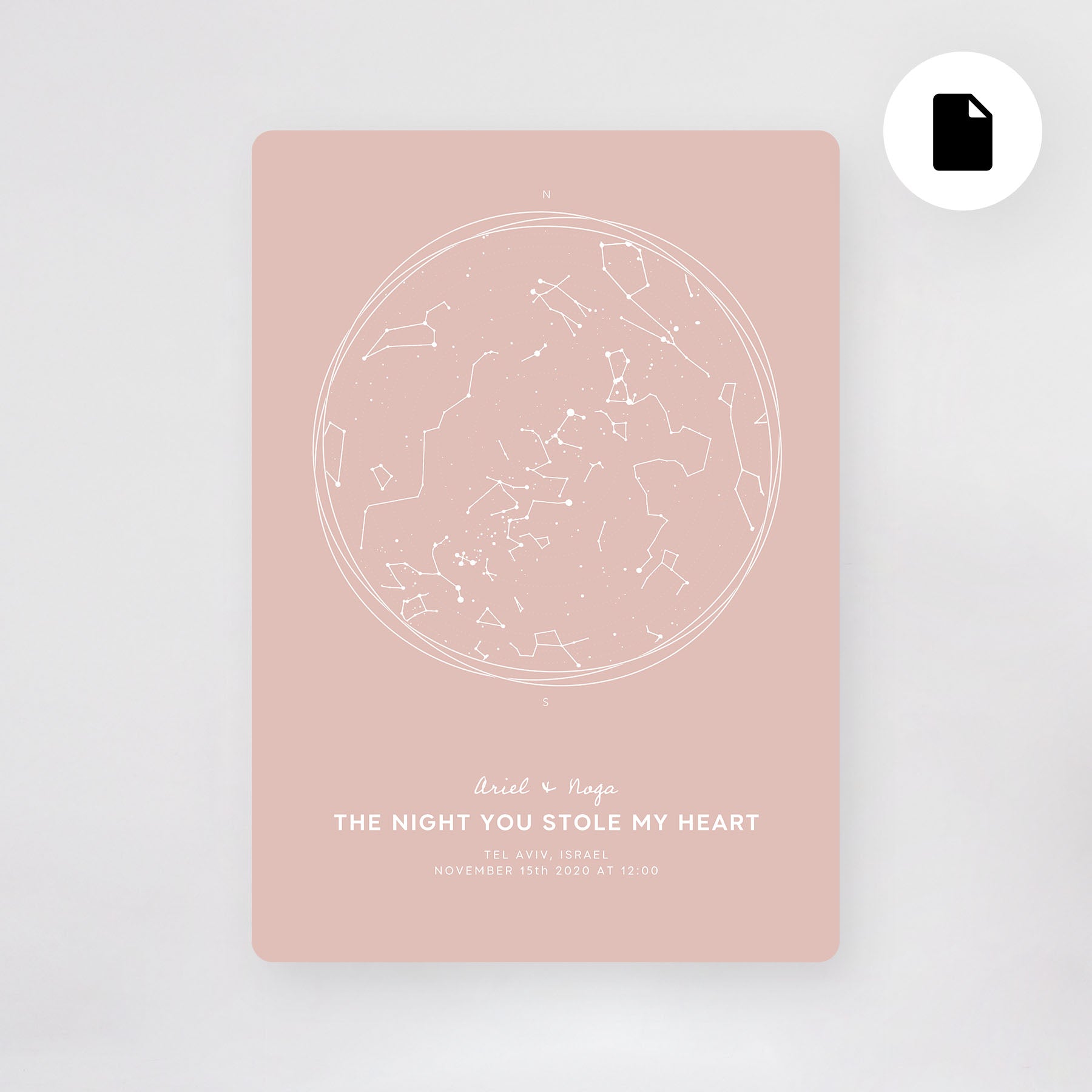 מפת כוכבים קובץ דיגיטלי דגמי ״קווי״