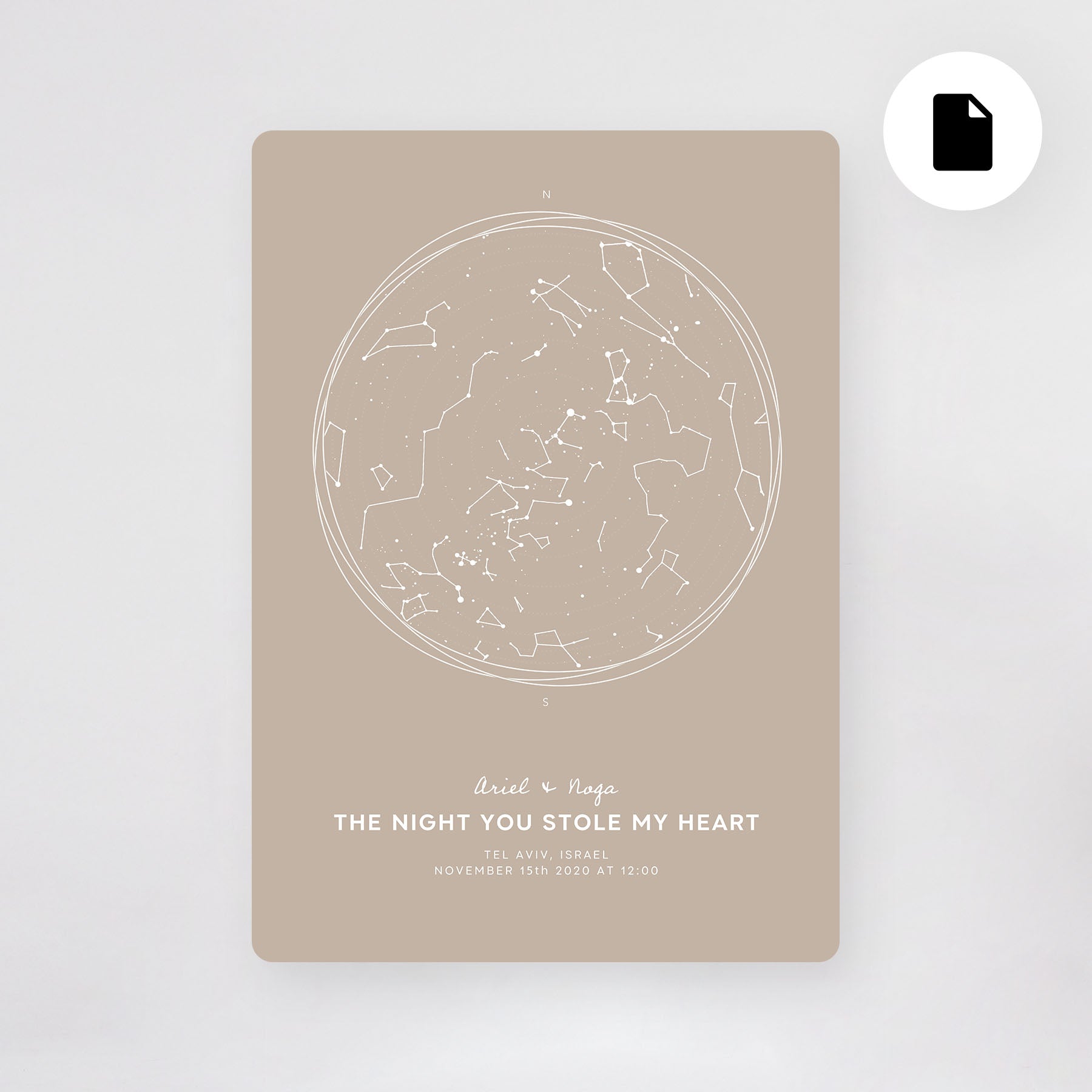 מפת כוכבים קובץ דיגיטלי דגמי ״קווי״