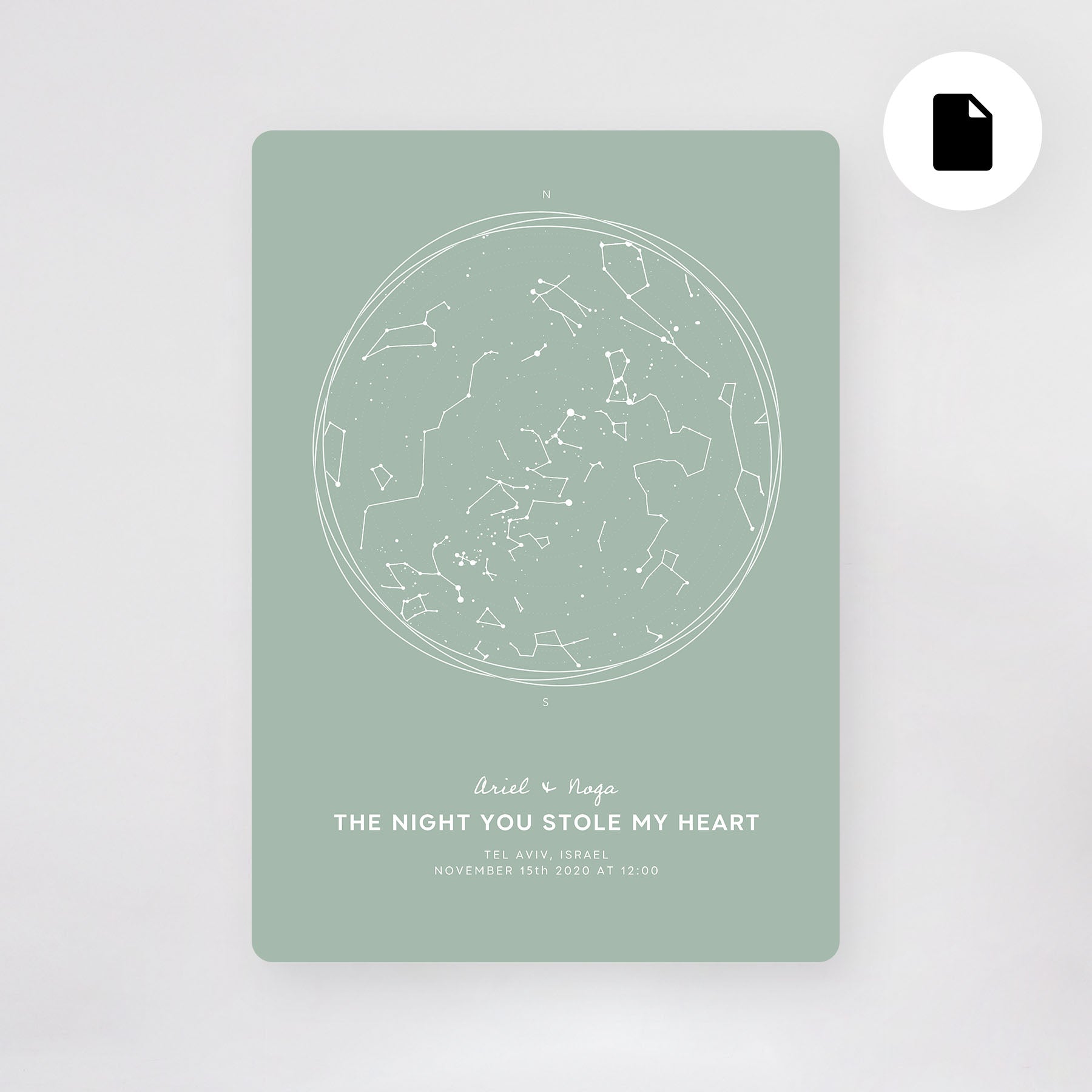 מפת כוכבים קובץ דיגיטלי דגמי ״קווי״