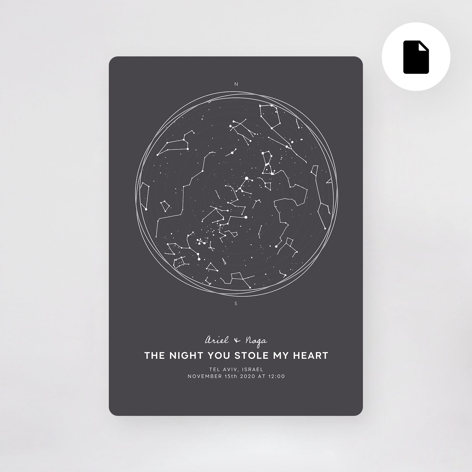 מפת כוכבים קובץ דיגיטלי דגמי ״קווי״