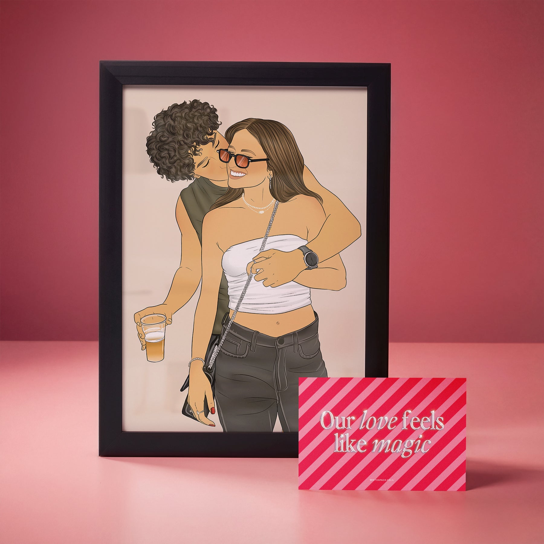 איור צבעוני ממוסגר לולנטיין - מתנה ליום האהבה 2026